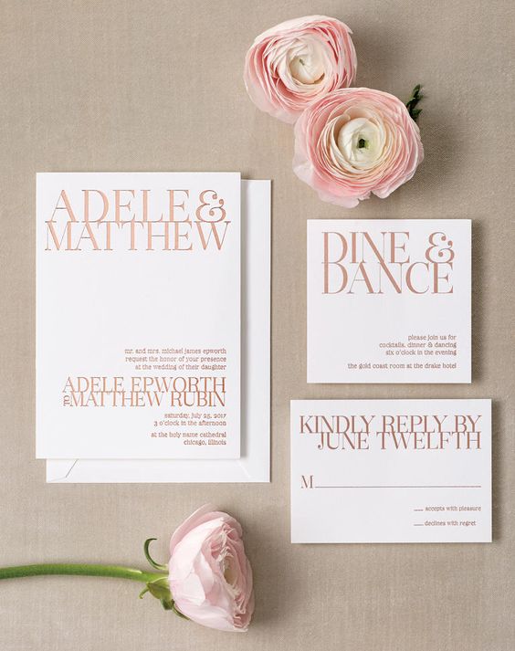 modern stationery with gold foil decor