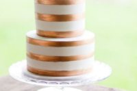 42 striped copper and white wedding cake