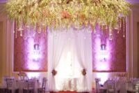 white flower chandelier with crystals for highlighting the dance floor