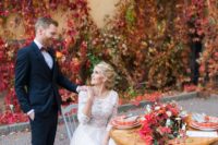 01 This colorful rustic wedding shoot is full of bold leaves and autumn flowers