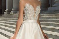 03 strapless deep plunging sweetheart neckline and a heavily embellished bodice