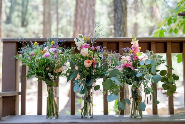 The bridesmaids made the bouquets themselves, they were a bit messy and forest-like