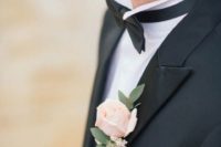 04 a black tuxedo with a blush rose boutonniere