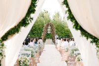 04 airy fabric, greenery and ivory flowers for a spring garden wedding