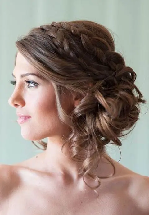 braided and curled updo, a little bit messy