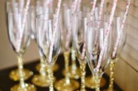 06 glitter champagne flutes and straws