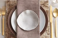 08 neutrals and a square bark placemat for a modern table setting