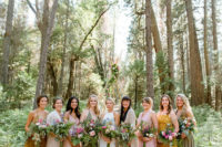 10 The bridesmaids chose from pink, mustard and olive green to fit the color of the wood