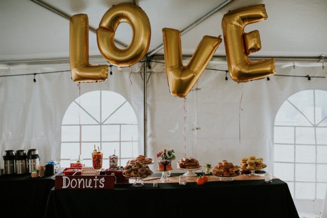 the sweets bar was decorated with oversized LOVE letters