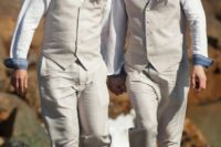 14 nude vest suits and striped shirts for a beach wedding