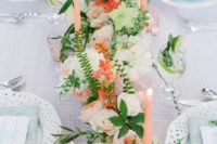 15 mint, green and peach table setting