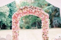 18 pink floral arch and aisle decor and white petals