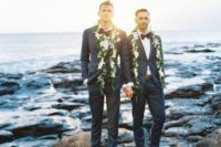 19 chic grey tuxedos with black bow ties and cognac boots