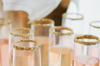 24 add gold sugar to the trim of your champagne glasses to add an additional element of sophistication