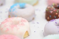 25 pastel glazed donuts for the bridal shower