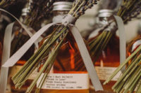 25 whiskey topped with lavender for guest favors