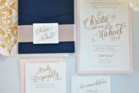 26 a navy envelope and blush invitations look amazing together