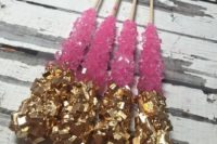 26 pink and gold glam rock candy for dessert or favors