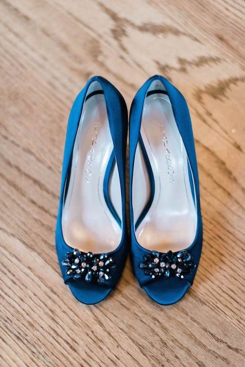 royal blue shoes with embellishments