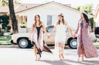 27 flowy boho gown with bold prints and floral crowns are amazing for such occasions