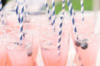 28 blush drinks with blueberries and striped navy and white straws