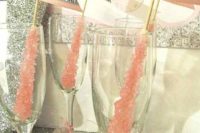 31 sparkly rock candy drink stirrers with silver toppers