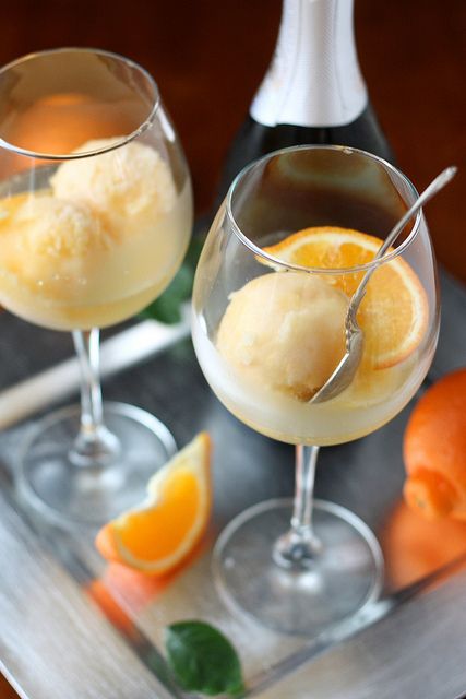 tangerine sorbet champagne floats