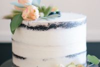 33 one-tier dirty icing wedding cake with berries and fruits
