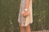 41 gold and nude sparkly loose fitting sleeveless dress