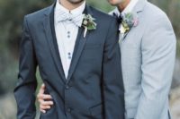 41 grooms in shades of grey – one in a graphite grey suit, the second in a dove grey suit