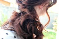 a chestnut wavy side ponytail with waves framing the face is always a good idea for long hair