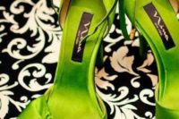 05 lime green wedding shoes with peep toes and bows
