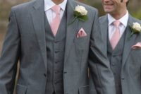 06 dark grey suits and light pink ties for a contrast