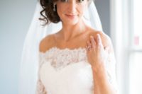 07 lace off the shoulder wedding dress with an embellished belt