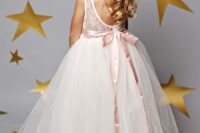 08 cutout back dress with a tulle skirt and a pink sash