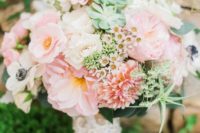 10 cute peach and pink-colored bouquet with succulents