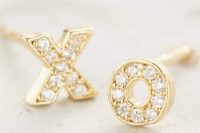 10 gold XO stud earrings with diamonds