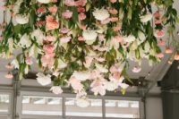 10 square chandelier with pink and white flowers