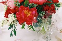 12 beautiful red and pink peony centerpiece