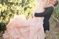 16 strapless very light pink wedding dress