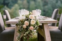 18 greenery and blush roses garland for table decor