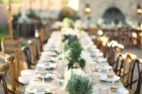 19 simple table decor with potted greenery and candles