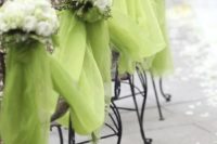 20 lime green tulle for decorating wedding aisle