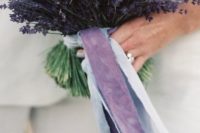 22 lavender bouquet with purple ribbon