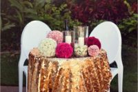 24 sequin tablecloth for the sweetheart table