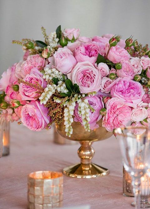 gold vases and candle holders will add chic to your table decor
