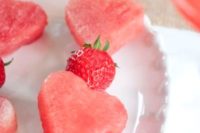 26 strawberry and watermelon hearts skewers