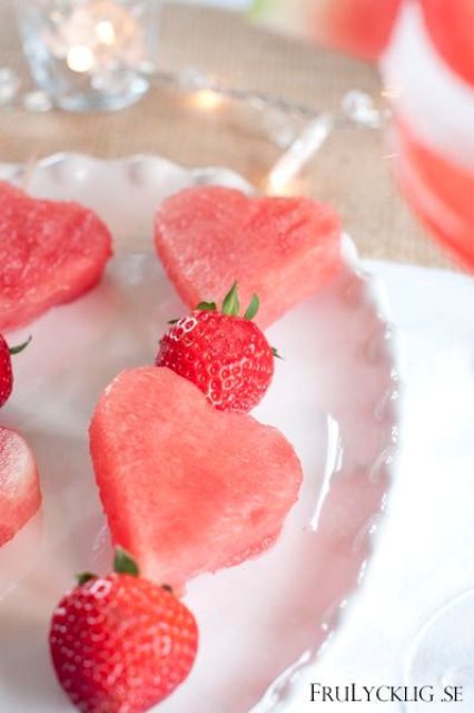 strawberry and watermelon hearts skewers