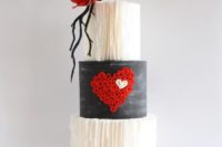 27 chic modern cake with ruffles and ared quilling heart