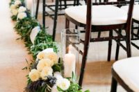 28 greenery and ivory roses garland with candles
